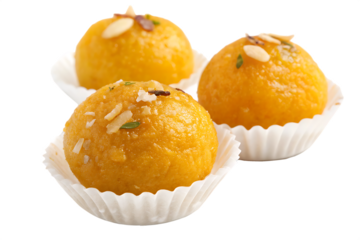 indian laddu dessert isolated on white background, png, ai generated.