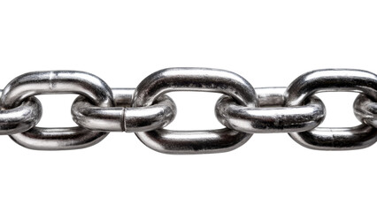 Fototapeta premium Polished Steel Chain Links Interlocked with Strong Borders and Strips