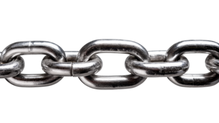 Polished Steel Chain Links Interlocked with Strong Borders and Strips
