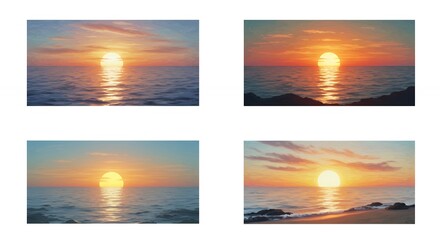 Colorful sunset over water collection