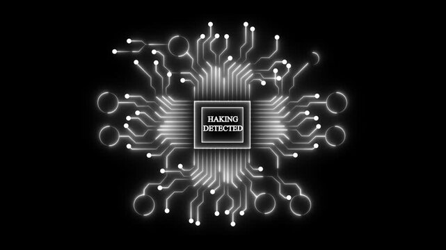 HAKING DETBCTED network, technology ,business and internet concept. white circuit board on black background . 4k video