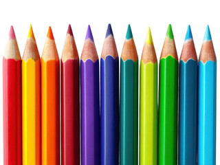 Vibrant Colored Pencils in Gradient Arrangement for Art Projects