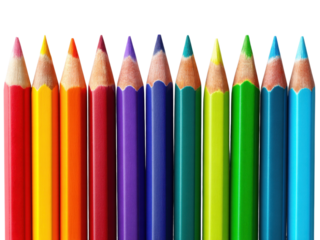 Vibrant Colored Pencils in Gradient Arrangement for Art Projects