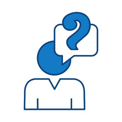 Question Blue Line Icon. Question Mark, Thinking, Asking, Answer, Help Editable Stroke Vector Illustration