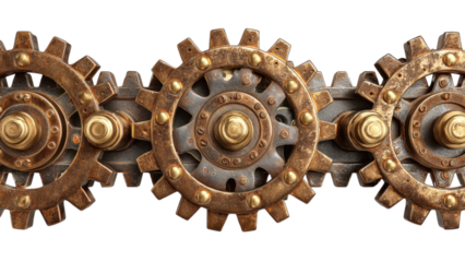 Interlocking Brass Gears with Distressed Finish and Unique Design