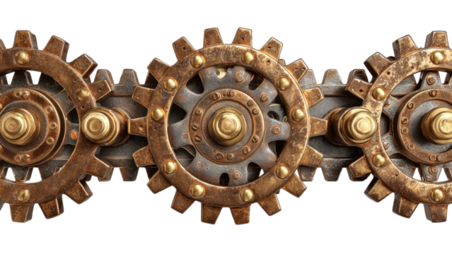 Interlocking Brass Gears with Distressed Finish and Unique Design