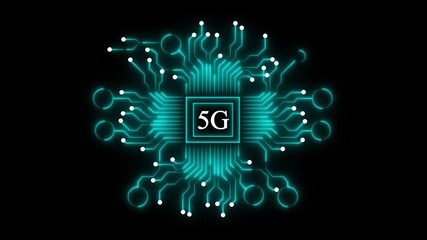  5G network, technology ,business and internet concept. white circuit board on black background . 4k video - Powered by Adobe