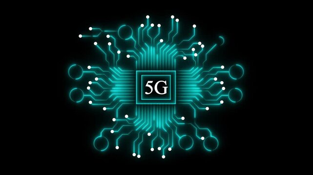  5G network, technology ,business and internet concept. white circuit board on black background . 4k video