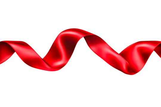 A vibrant red ribbon gracefully twists and turns