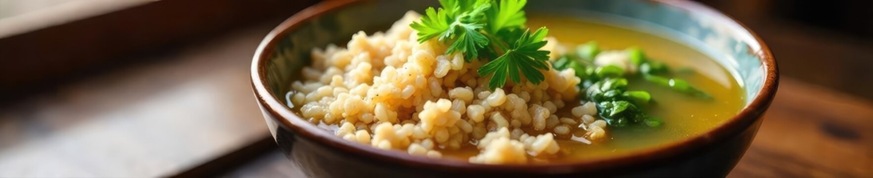 Wholesome Macrobiotic Bowl Steamed Vegetables, Brown Rice, Miso Soup & Tempeh