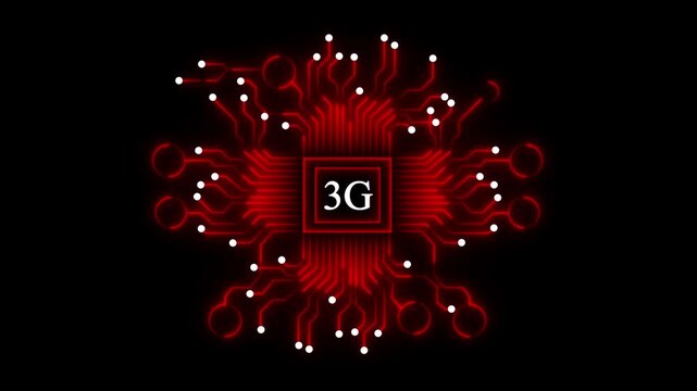  3G network, technology ,business and internet concept. white circuit board on black background . 4k video
