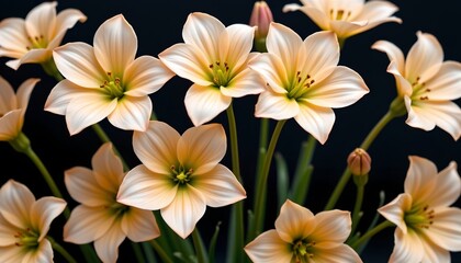 Fototapeta premium Delicate Orange Flowers Against Dark
