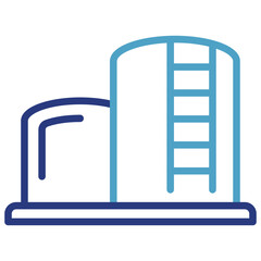 The liquid or gas tank icon is part of a structured complex, such as a depot, warehouse, or storage terminal for raw materials and finished products.