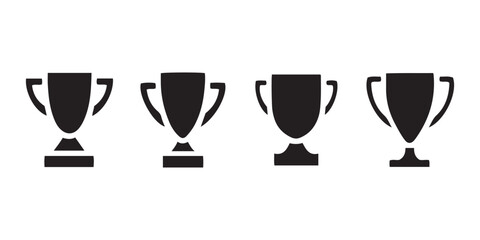 Trophy Silhouette Icons. Black Award Cup Designs for Recognition and Sports Graphics.
