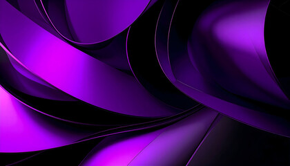 Abstract Purple Wave Shapes Against Black Background Displaying Motion and Digital Art