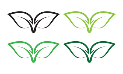 Minimalist Leaf Designs. Nature-Inspired Graphics in Gradient Greens.