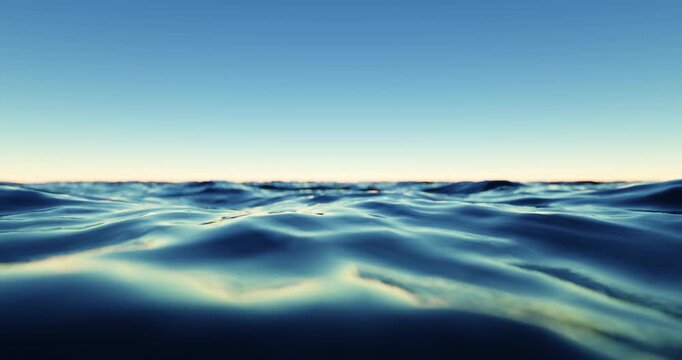 Wave sea beach and blue sky abstract background. Nature and summer concept. 3d render.	