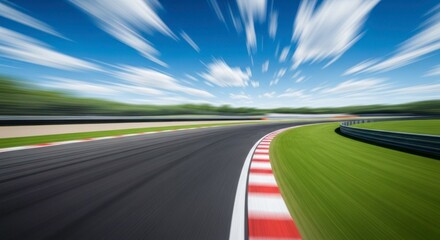 Naklejka premium Perspective View of a Car Race Track with Speed Blur