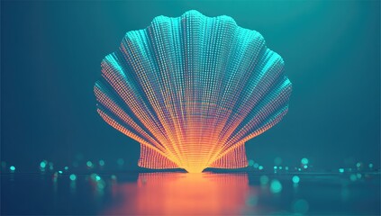 3D shell, vibrant colors, digital art
