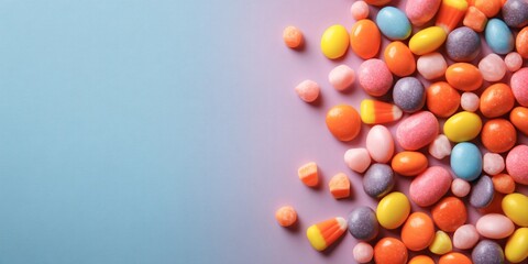 Obraz premium Colorful Candy Collection Studio Food Photography Playful Setting Top-Down View Sweet Treats