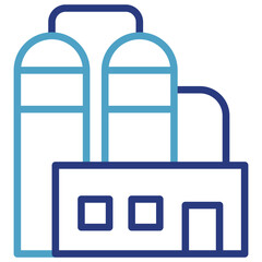 The icon of a large cylindrical tank often used to store large quantities of chemicals, oil, gas, or other raw materials represents the infrastructure that supports industry.