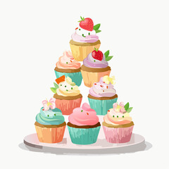 vector illustration of cupcakes