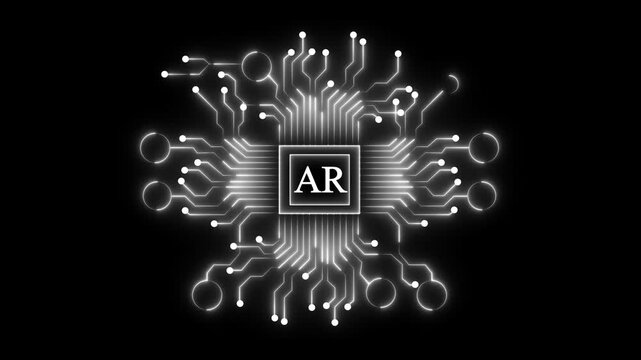  AR network, technology ,business and internet concept. white circuit board on black background . 4k video