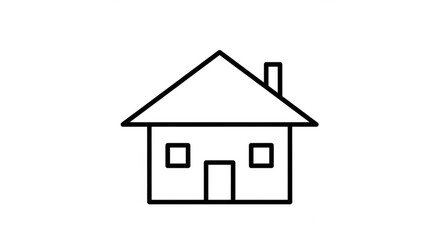 Minimalist house icon with chimney, symbolizing home and property