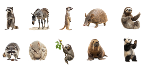 Raccoon standing Stands upright on its hind legs to get a better view. full length isolate on transparent background