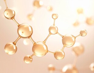 Abstract blue background of a 3D molecular structure model with atoms, perfect for science, biology, and pharmaceutical design