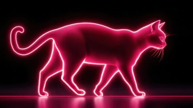 Neon pink cat silhouette