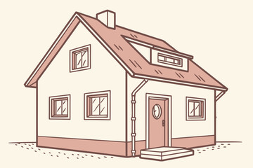 House Vector Illustration&mdash;Suburban Home with Dormer Window
