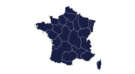 France map vector outline with regions and borders for geography and travel information detailed design