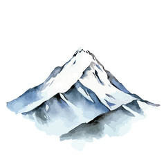 Watercolor Painting of a Majestic SnowCapped Mountain Range