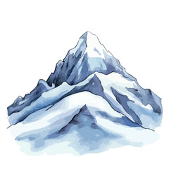 Watercolor Painting of a Majestic Mountain Peak with Snowy Slopes