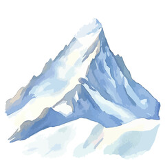 Watercolor Painting of a Majestic SnowCapped Mountain Peak
