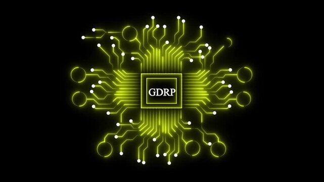  GDRP network, technology ,business and internet concept. white circuit board on black background . 4k video