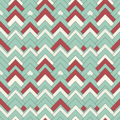 Coral and mint chevron art deco seamless pattern for beach resorts