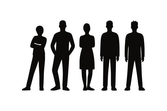 Diverse group of people silhouette standing together representing community and collaboration in business and society unity concept with teamwork