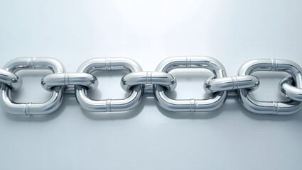 Close up of a heavy duty metal chain with interlocking links