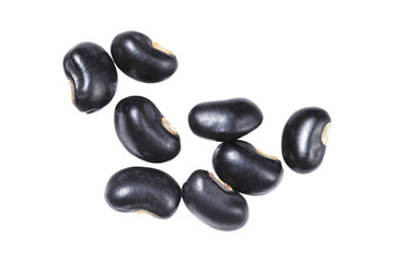Black beans. Isolated on white background. Top view.	
