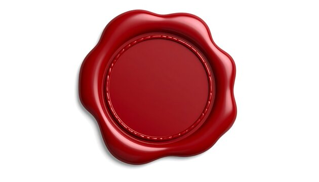 Red Wax Seal Stamp: Blank, Elegant, 3D Render, Isolated on White Background,  Perfect for Luxury Branding,  Authenticity, and Security Concepts.
