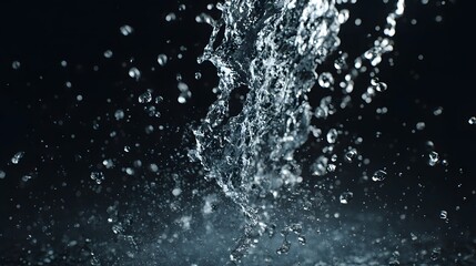 Obraz premium Dynamic Water Splash with Droplets Against Dark Background