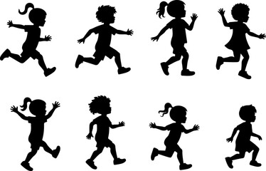 "Running Kids Silhouette Collection"
