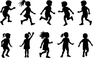 "Running Kids Silhouette Collection"