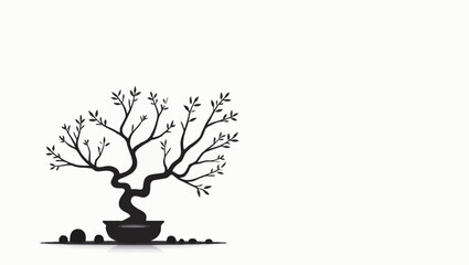 "Elegant Bonsai Tree Illustration"