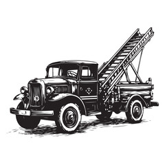 Fire Truck with Ladder silhouette