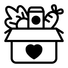 This Food donation icon is suitable for Starvation, Humanitarian, and related fields.
