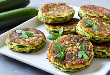 Zucchini Pancakes with Fresh Herbs - Mediterranean