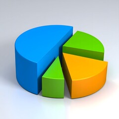 Obraz premium 3D Pie Chart Icon with Three Sections, Data and Analysis Concept